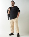 Shop Men's Beige Plus Size Textured Joggers-Full