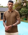 Shop Men's Brown Polo T-shirt-Front