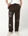 Shop Men's Brown Batman Graphic Printed Oversized Track Pants-Front