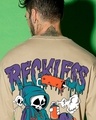 Shop Men's Brown Reckless Graphic Printed Oversized T-shirt
