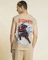 Shop Men's Brown Ronin Graphic Printed Boxy Fit Vest-Front