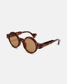 Shop Men's Brown Round Polarised Lens Sunglasses-Full
