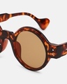 Shop Men's Brown Round Polarised Lens Sunglasses