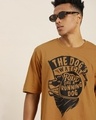 Shop Men's Brown Running Dog Typography Oversized T-shirt-Front