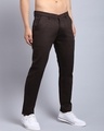 Shop Men's Brown Self Designed Slim Fit Trousers