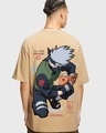 Shop Men's Brown Sharingan Kakashi Graphic Printed Oversized T-shirt-Front