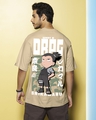 Shop Men's Brown Shikamaru Drag Graphic Printed Oversized T-shirt-Front