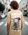 Shop Men's Brown Shikamaru Drag Graphic Printed Oversized T-shirt-Front