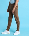 Shop Men's Brown Slim Fit Cotton Joggers-Full