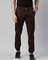 Shop Men's Brown Slim Fit Joggers-Front