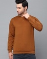 Shop Men's Brown Slim Fit Sweatshirt-Front