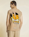 Shop Men's Brown Smiling Cat Graphic Printed Boxy Fit Vest-Front