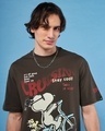 Shop Men's Brown Snoopy Cruisin Graphic Printed Oversized T-shirt