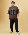 Shop Men's Brown Snoopy Typography Oversized Plus Size T-shirt-Full