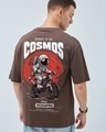 Shop Men's Brown Space Roaming Graphic Printed Oversized T-shirt-Front