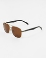 Shop Men's Brown Aviator Polarised Lens Sunglasses-Full