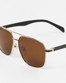 Shop Men's Brown Aviator Polarised Lens Sunglasses