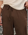 Shop Men's Brown Straight Fit Cotton Linen Pants