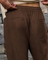 Shop Men's Brown Straight Fit Cotton Linen Pants