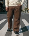 Shop Men's Brown Straight Fit Plus Size Acid Wash Jeans-Front