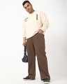 Shop Men's Brown Straight Fit Plus Size Acid Wash Jeans-Full