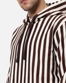 Shop Men's Brown Striped Hooded Sweatshirt