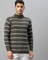 Shop Men's Brown Striped Sweater-Front