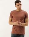 Shop Men's Brown Striped T-shirt-Front