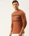 Shop Men's Brown Striped Slim Fit T-shirt