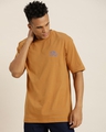 Shop Men's Brown Summer Vibes Typography Oversized T-shirt-Front