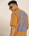 Shop Men's Brown Summer Vibes Typography Oversized T-shirt-Full