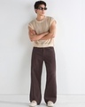 Shop Men's Brown Super Baggy Fit Mid-Rise Jeans-Full