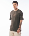 Shop Men's Brown Super Fly Graphic Printed Oversized T-shirt-Full