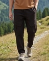 Shop Men's Brown Super Loose Fit Cargo Joggers-Front