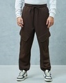 Shop Men's Brown Super Loose Fit Cargo Joggers-Front