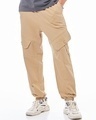 Shop Men's Brown Super Loose Fit Joggers-Front