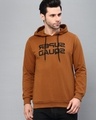 Shop Men's Brown Super Squad Typography Slim Fit Hooded Sweatshirt-Front