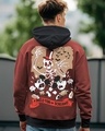 Shop Men's Brown The Awakening Hour Graphic Printed Oversized Hoodies-Front