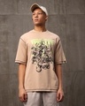Shop Men's Brown Turtle Warriors Graphic Printed Oversized T-shirt-Front