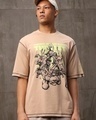 Shop Men's Brown Turtle Warriors Graphic Printed Oversized T-shirt-Front