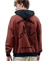 Shop Men's Brown Unpredictable Graphic Printed Oversized Hoodies-Front