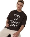 Shop Men's Brown Viva La Typography Oversized T-shirt-Front