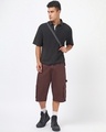 Shop Men's Brown Washed Straight Fit Cargo Carpenter Shorts-Full