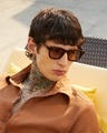 Shop Men's Brown Wayfarer Polarised Lens Sunglasses-Front