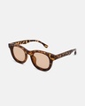 Shop Men's Brown Wayfarer Polarised Lens Sunglasses-Full