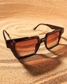 Shop Men's Brown Wayfarer Polarised Lens Sunglasses-Front