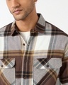 Shop Men's Brown & White Checked Oversized Shirt