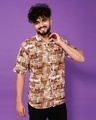 Shop Men's Brown & White Corduroy All Over Printed Relaxed Fit Shirt-Design