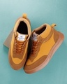 Shop Men's Brown & Yellow Color Block Sneakers-Front