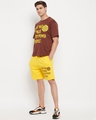 Shop Men's Brown & Yellow Fight War Typography Oversized T-shirt & Shorts Set